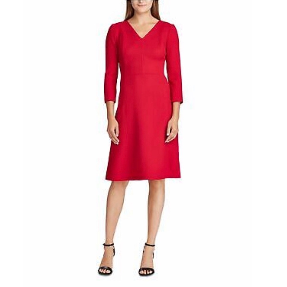Lauren by Ralph Lauren V neck Red Dress